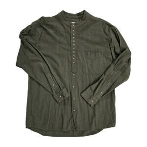Civilian Grandfather Shirt Size XL Green Cotton Flax Renaissance Fair Peasant